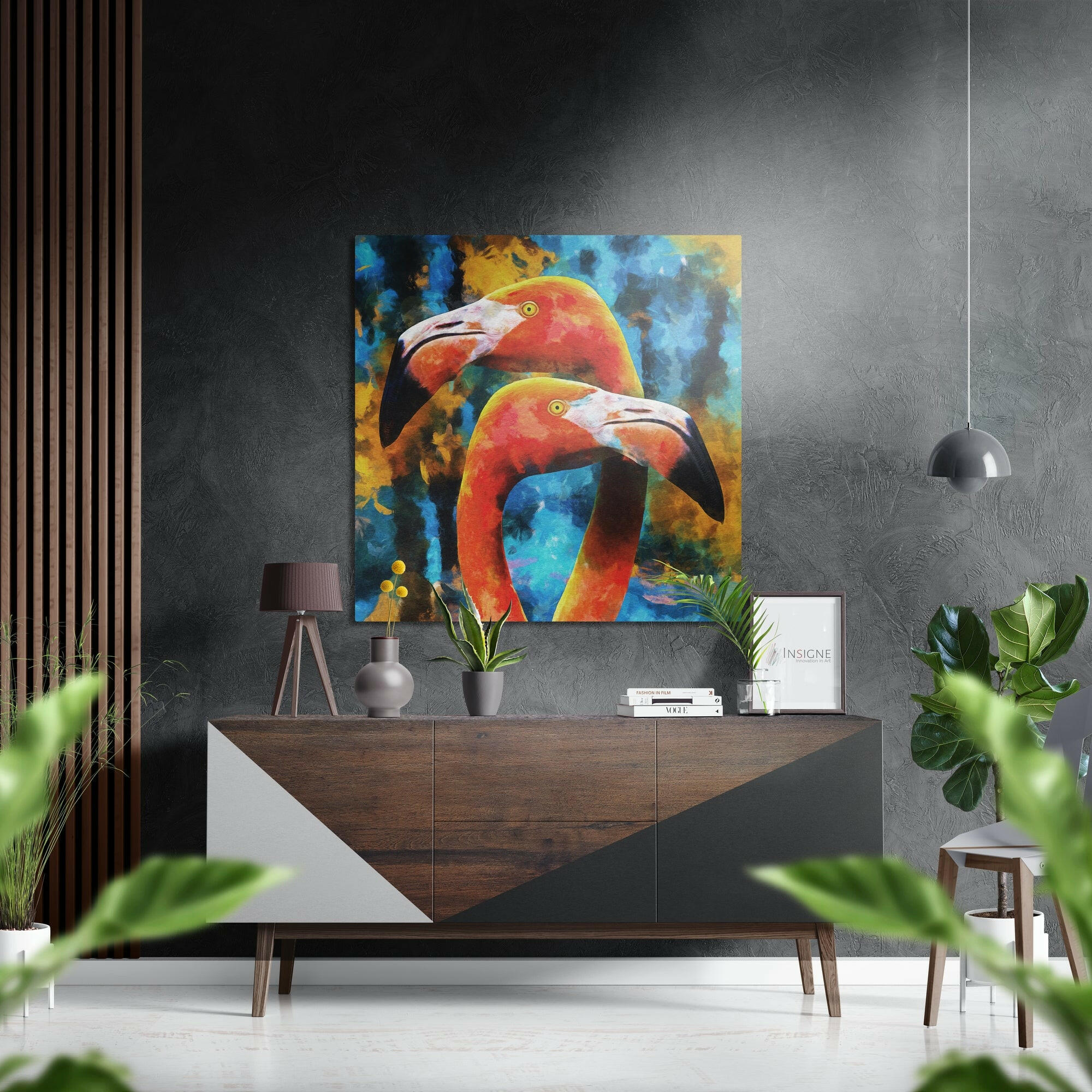 Flamingos Brushed Aluminium Dibond Wall Art-0