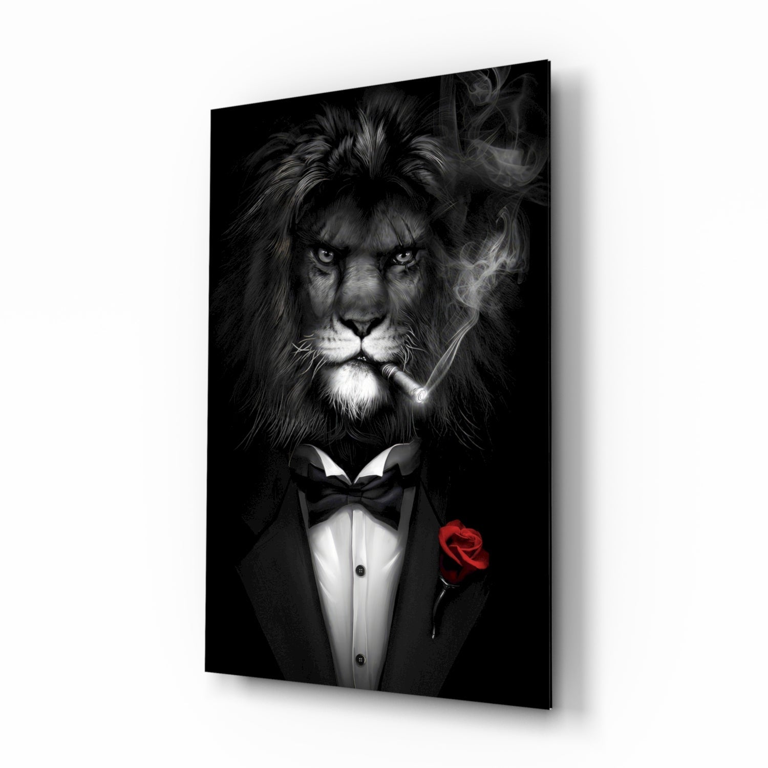 Lion as a Gentleman Glass Wall Art-0