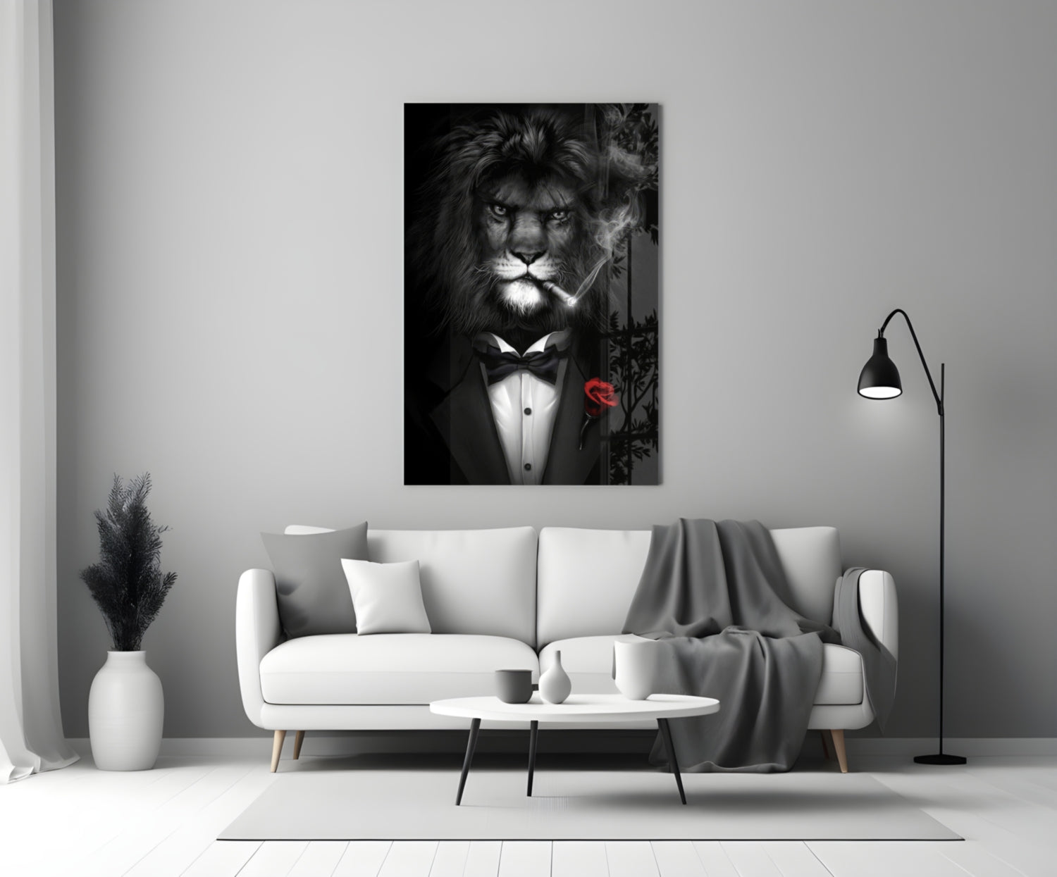 Lion as a Gentleman Glass Wall Art-2