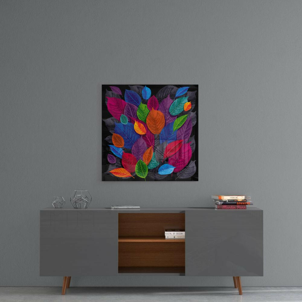Colorful Leaves Glass Wall Art-3