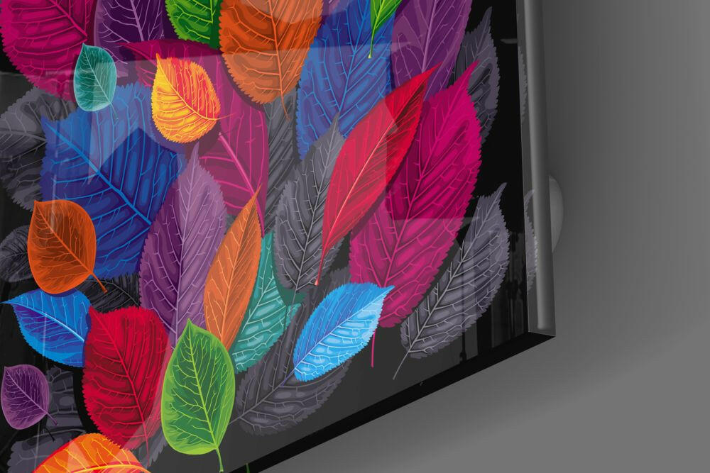 Colorful Leaves Glass Wall Art-2