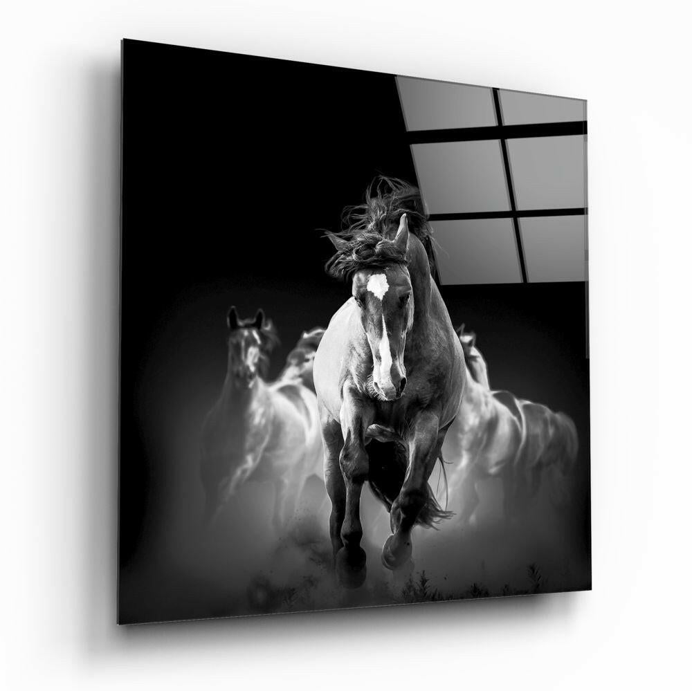 Running Horse Glass Wall Art-0