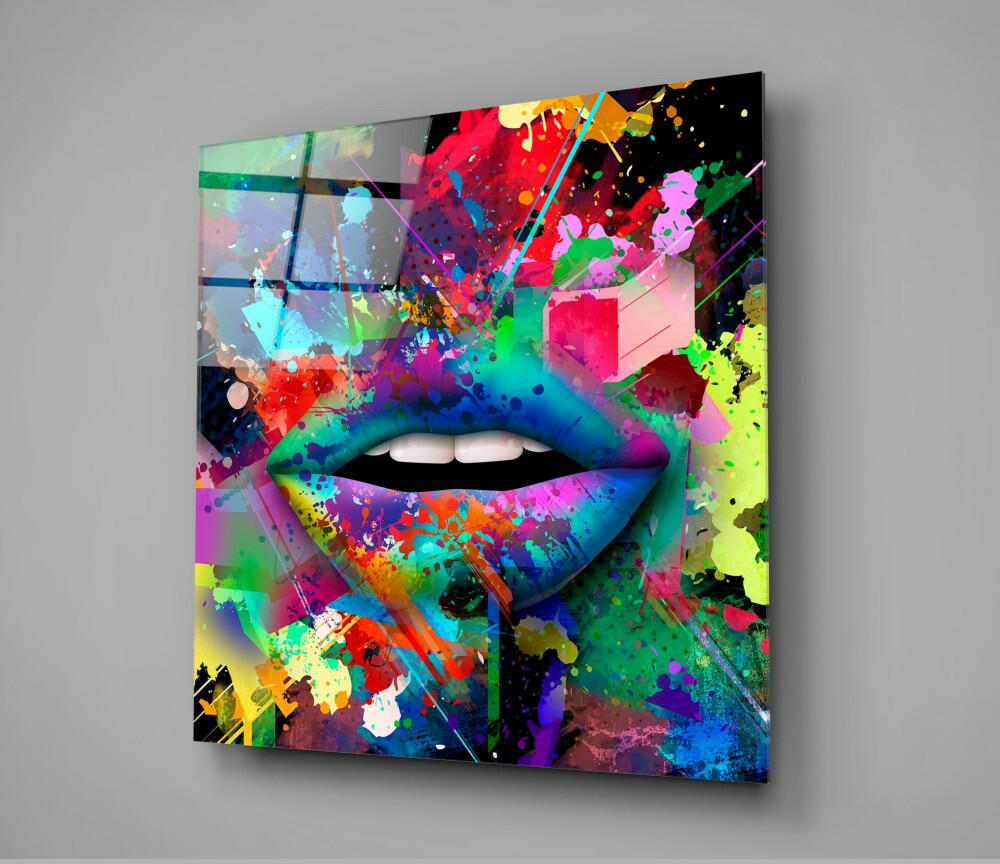 Colored Lips Glass Wall Art-1