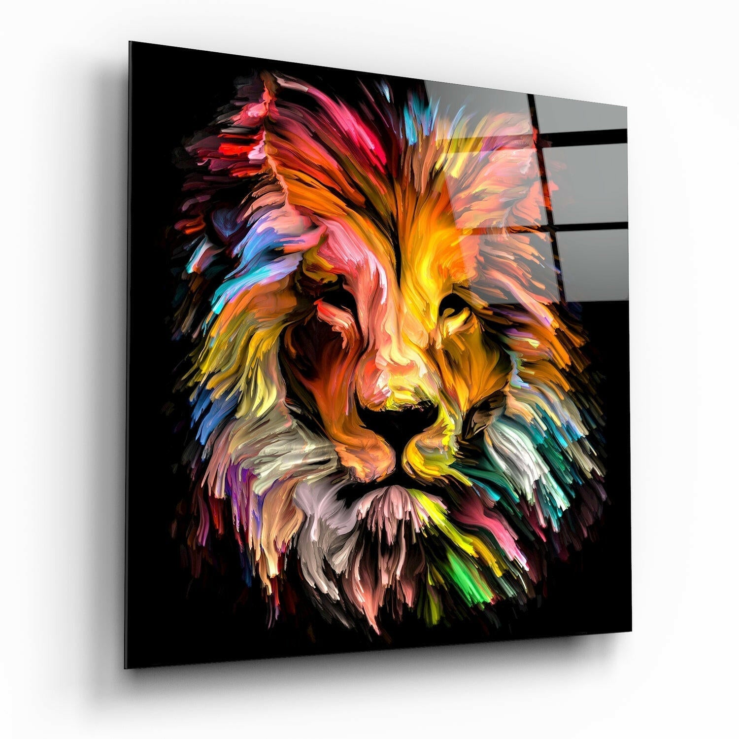 Yellow Lion Glass Wall Art-0