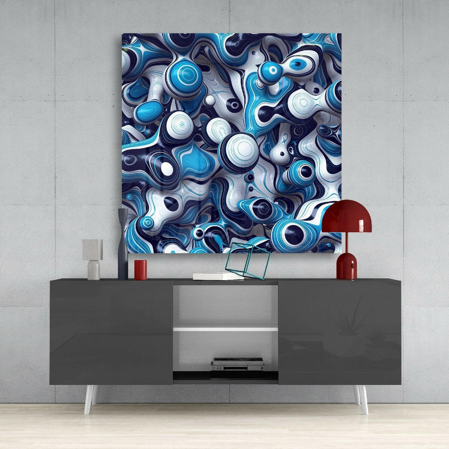 Blue Balls Glass Wall Art-3