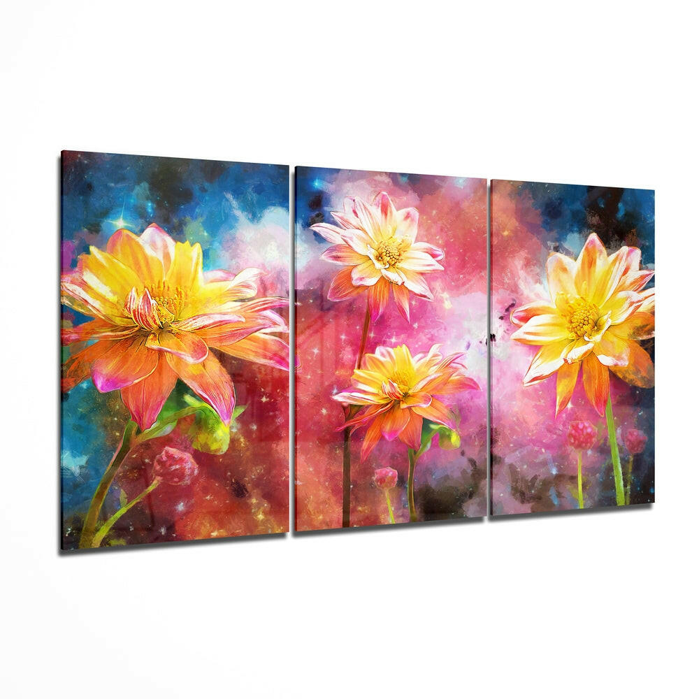Yellow Flowers Mega Glass Wall Art-0