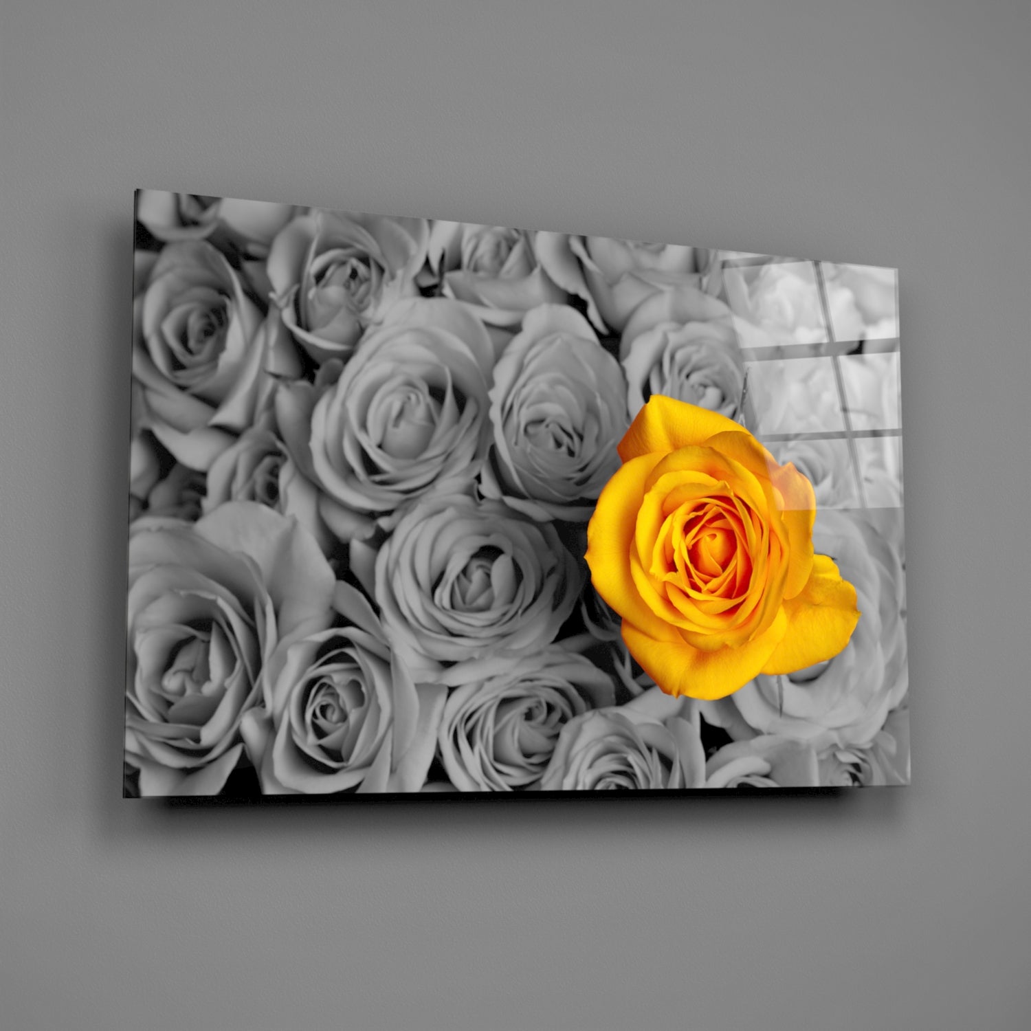 Yellow Rose Glass Wall Art-1