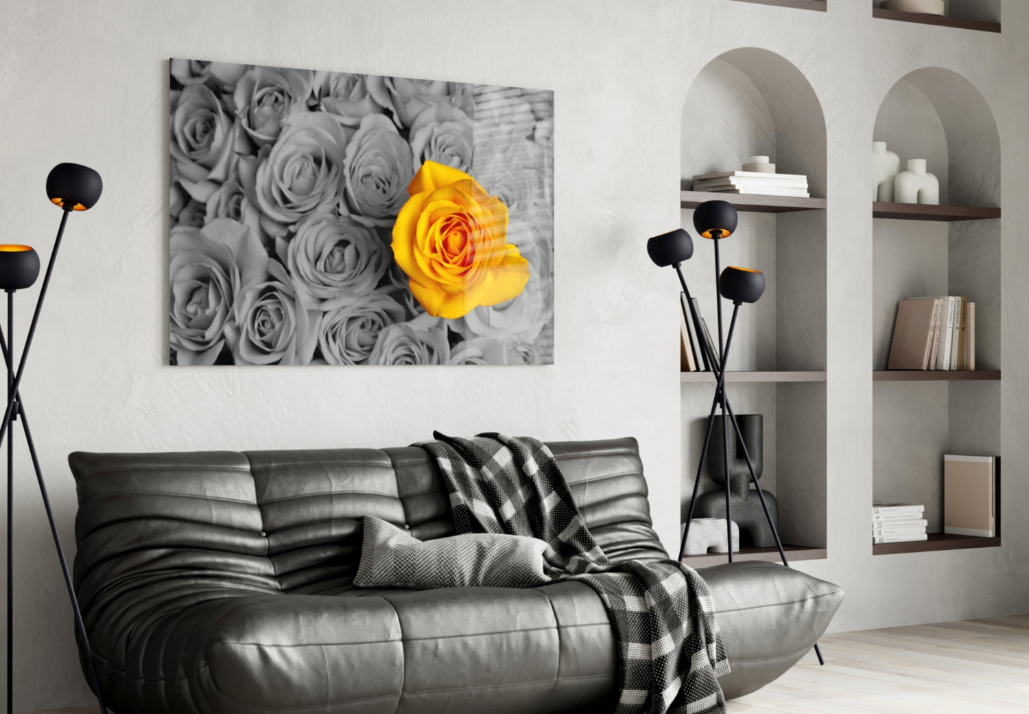 Yellow Rose Glass Wall Art-3