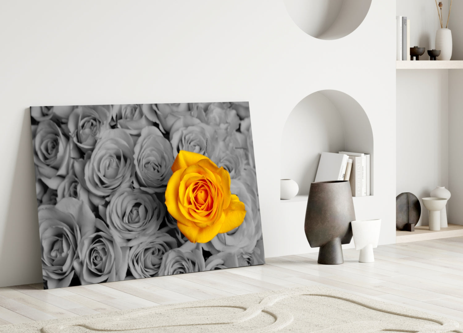 Yellow Rose Glass Wall Art-2