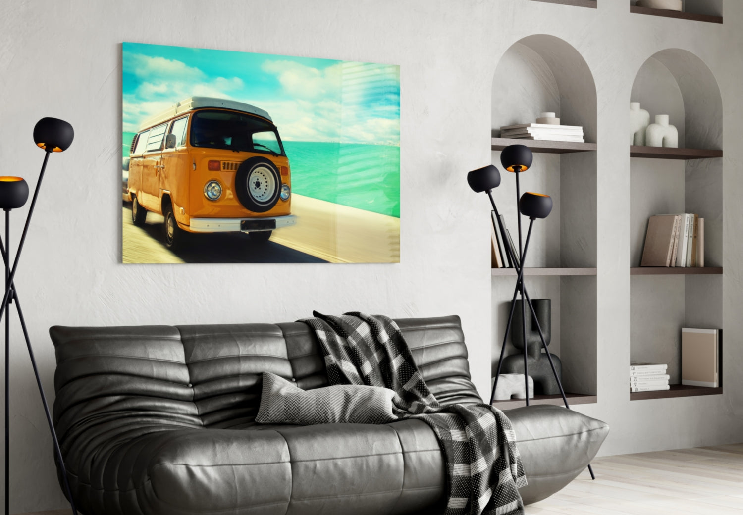 Vosvos Minibus Glass Wall Art-3