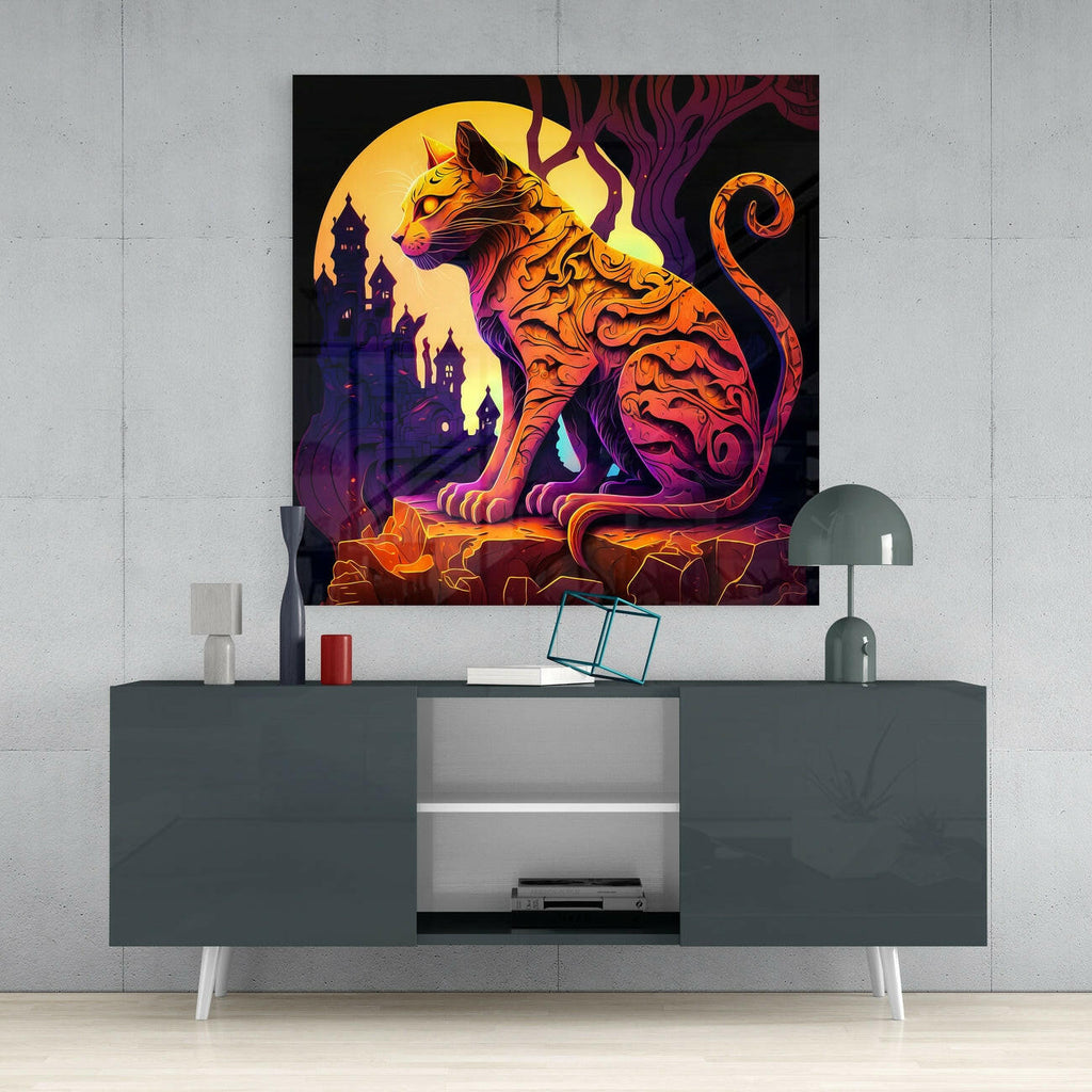 Ancient Cat Glass Wall Art  || Designers Collection-3