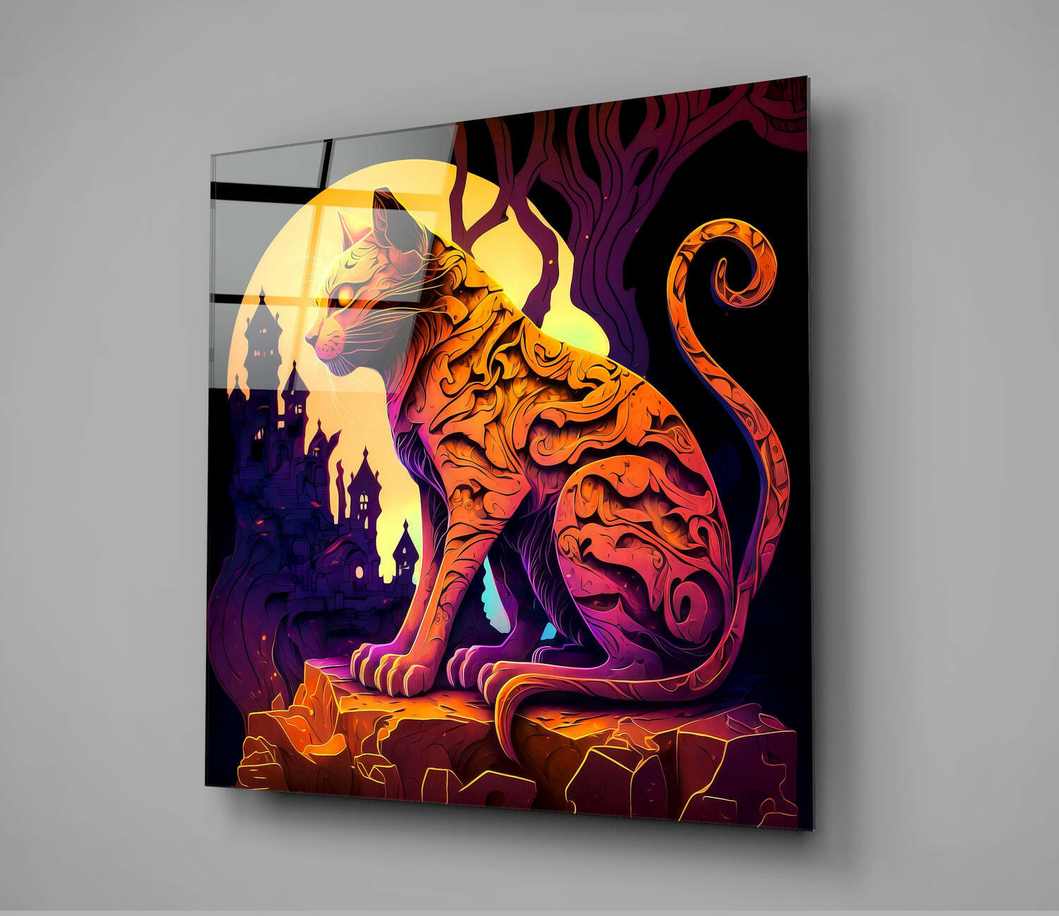 Ancient Cat Glass Wall Art  || Designers Collection-1