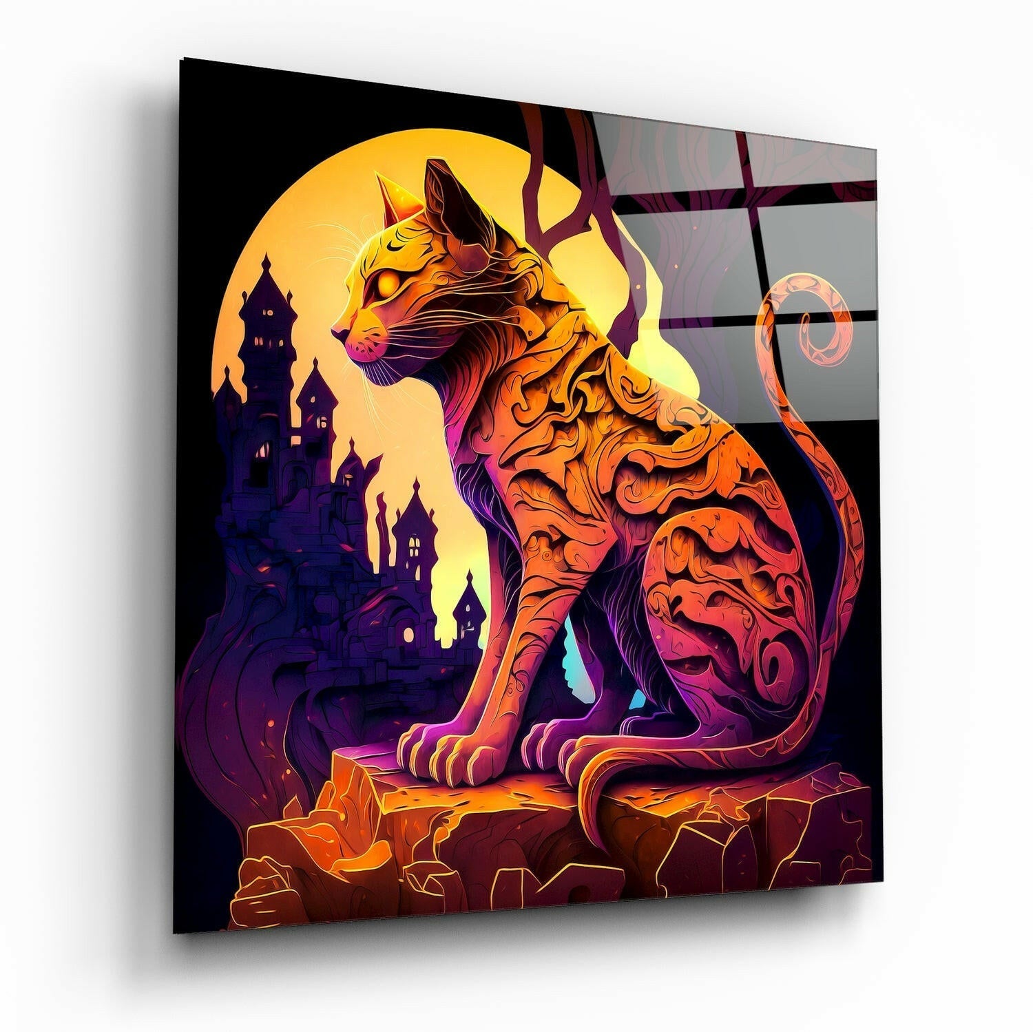 Ancient Cat Glass Wall Art  || Designers Collection-0