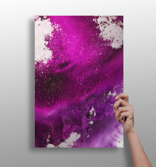 Abstract Paint Fuschia V3 Aluminum Print-0