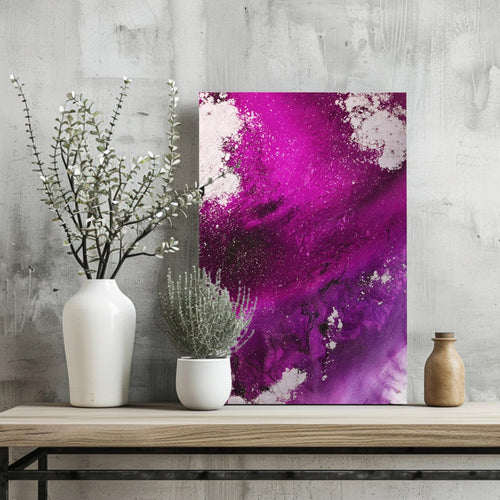 Abstract Paint Fuschia V3 Aluminum Print-1