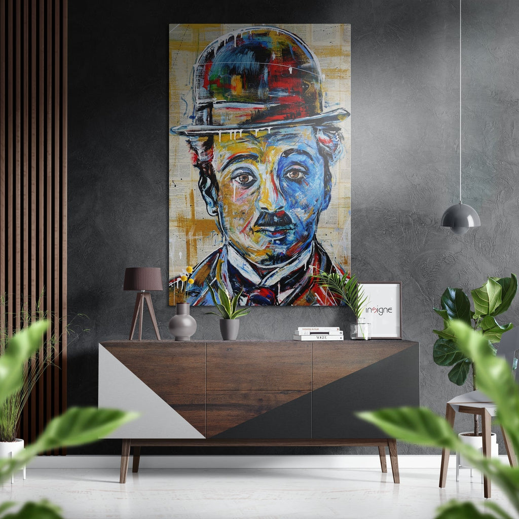 Charlie Chaplin Brushed Aluminium Dibond Wall Art-0