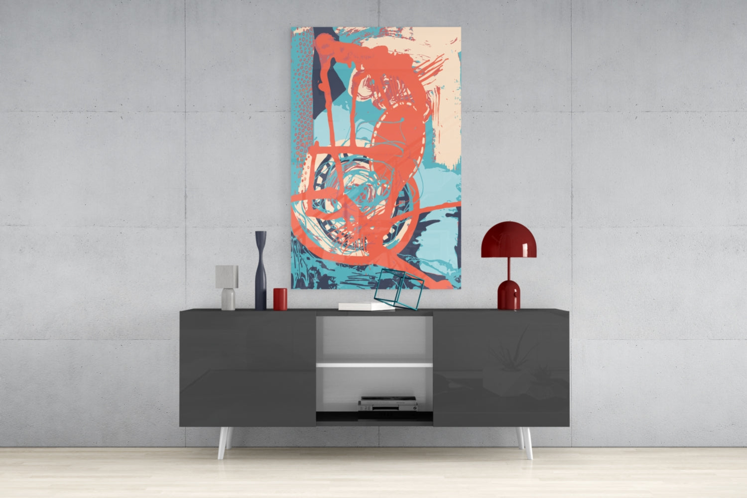 Abstract Colors Glass Wall Art.