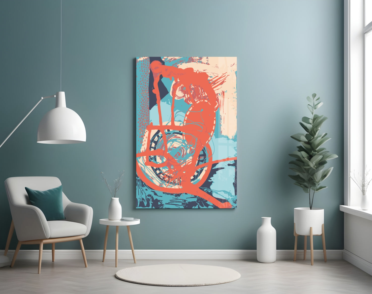 Abstract Colors Glass Wall Art.