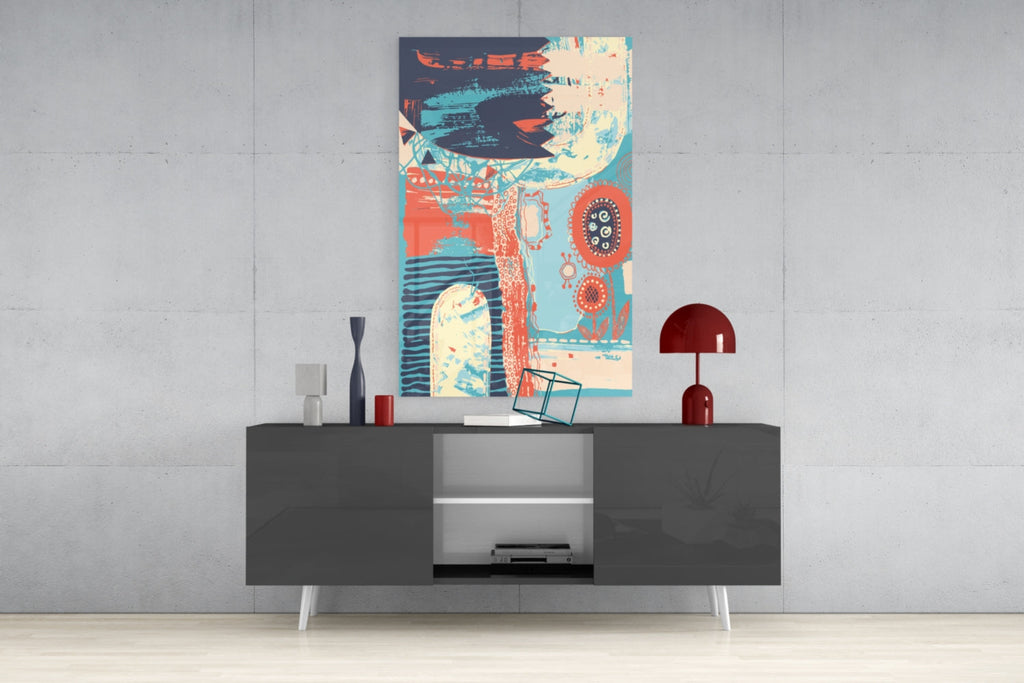 Abstract Colors Glass Wall Art.