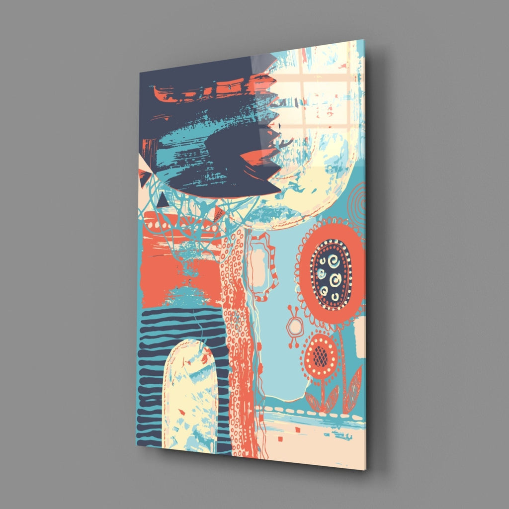 Abstract Colors Glass Wall Art.