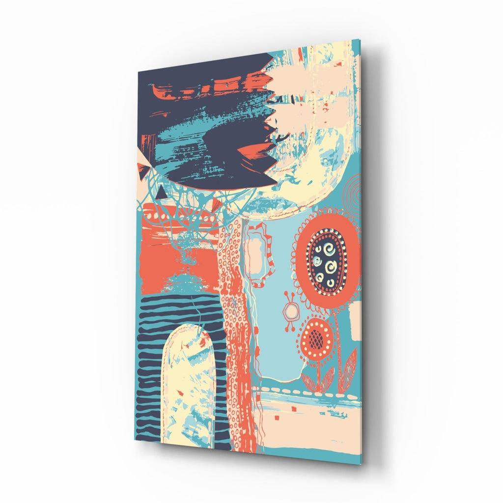 Abstract Colors Glass Wall Art.