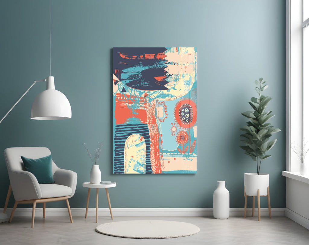 Abstract Colors Glass Wall Art.