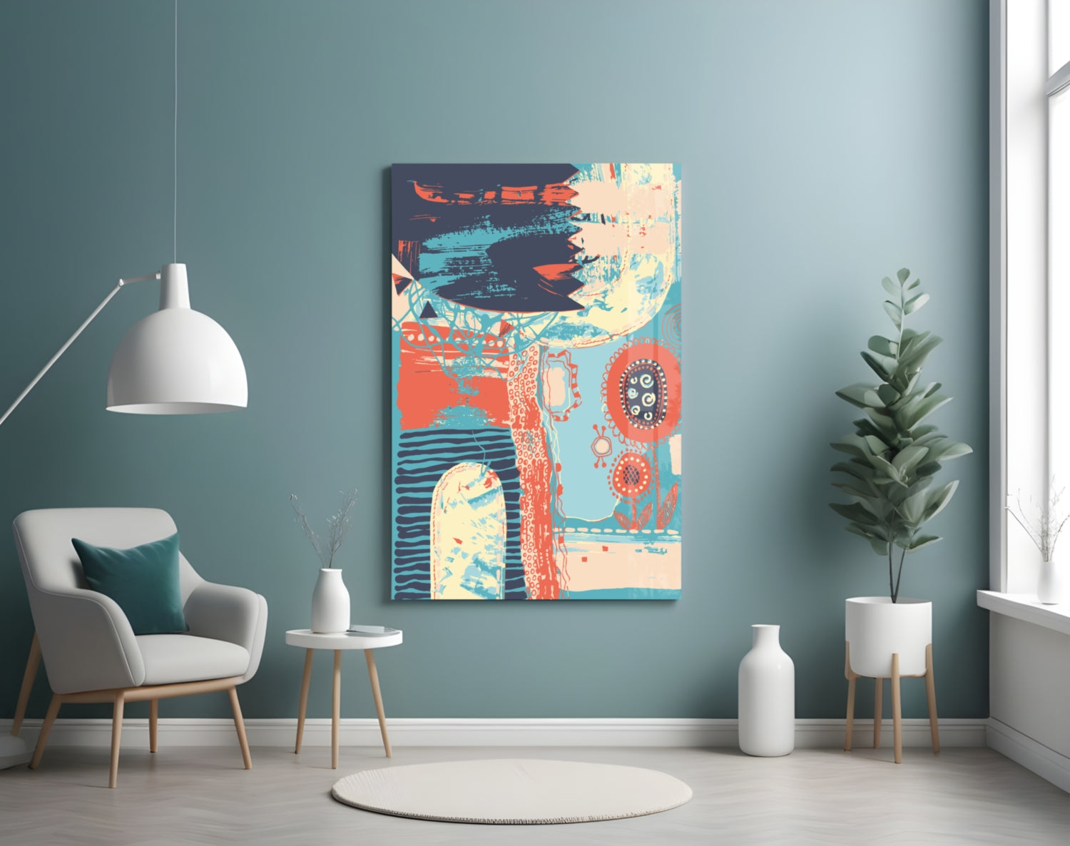 Abstract Colors Glass Wall Art.