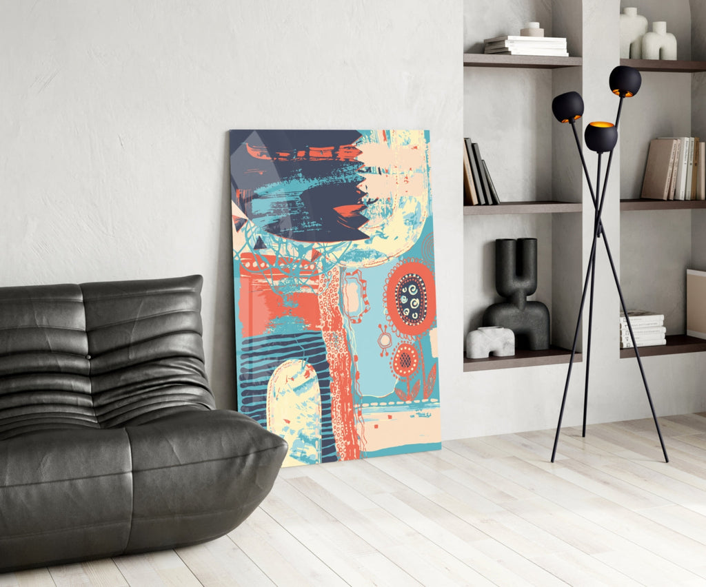 Abstract Colors Glass Wall Art.