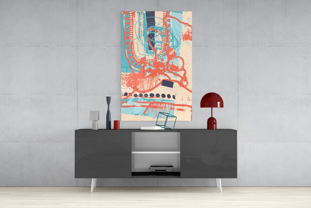 Abstract Colors Glass Wall Art.