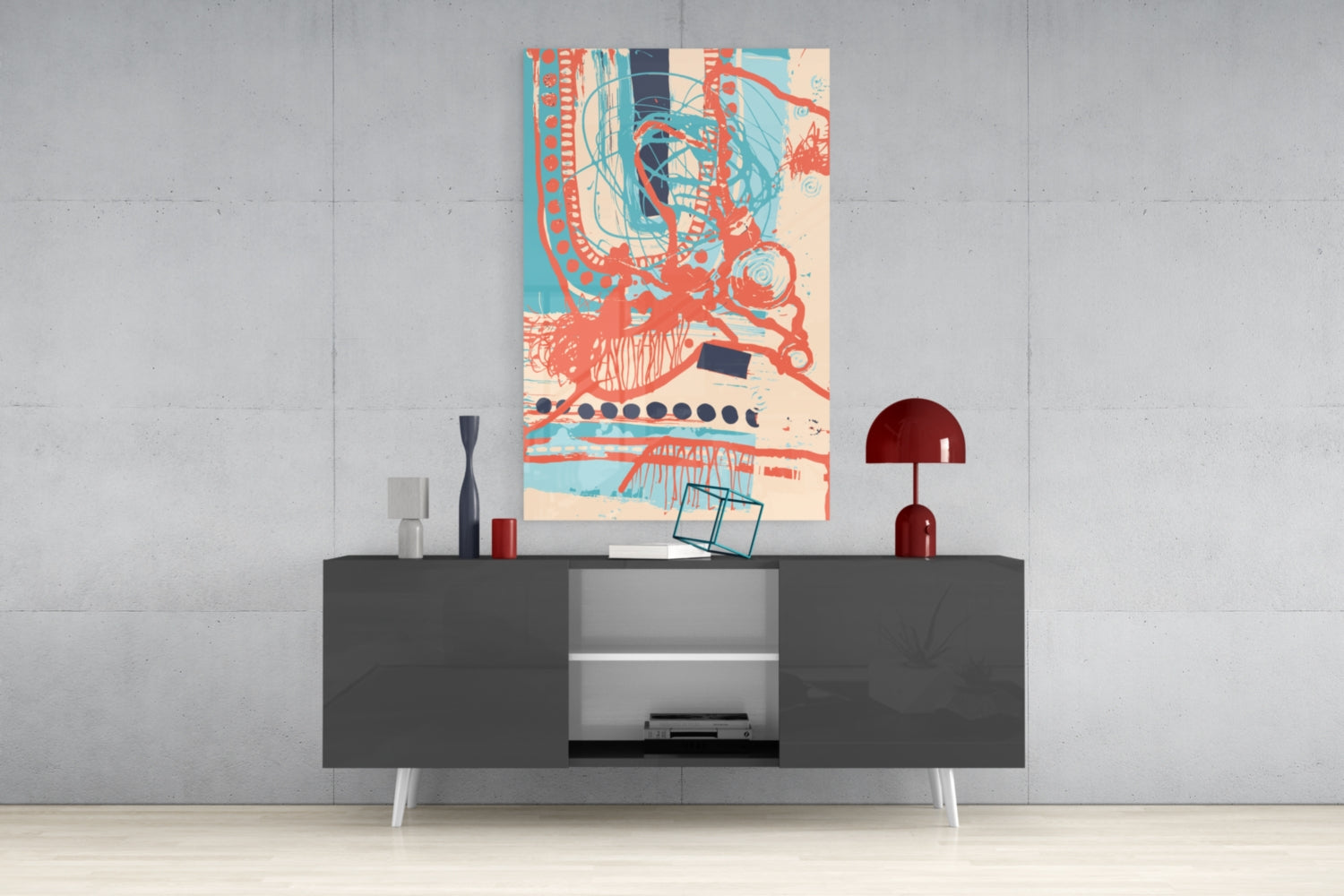 Abstract Colors Glass Wall Art.