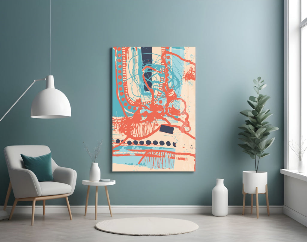 Abstract Colors Glass Wall Art.