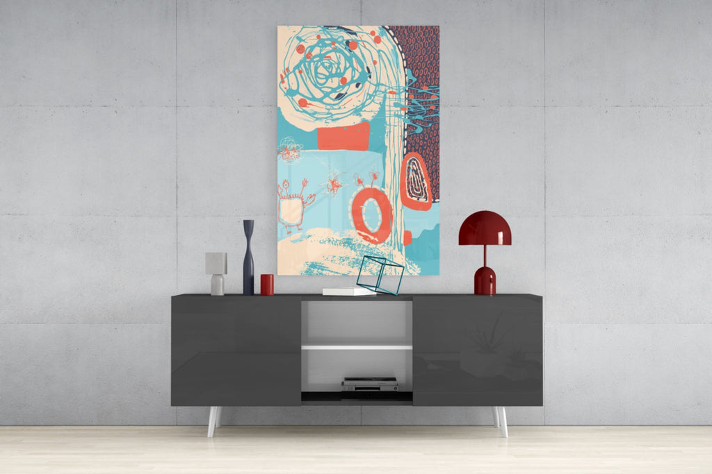 Abstract Colors Glass Wall Art.
