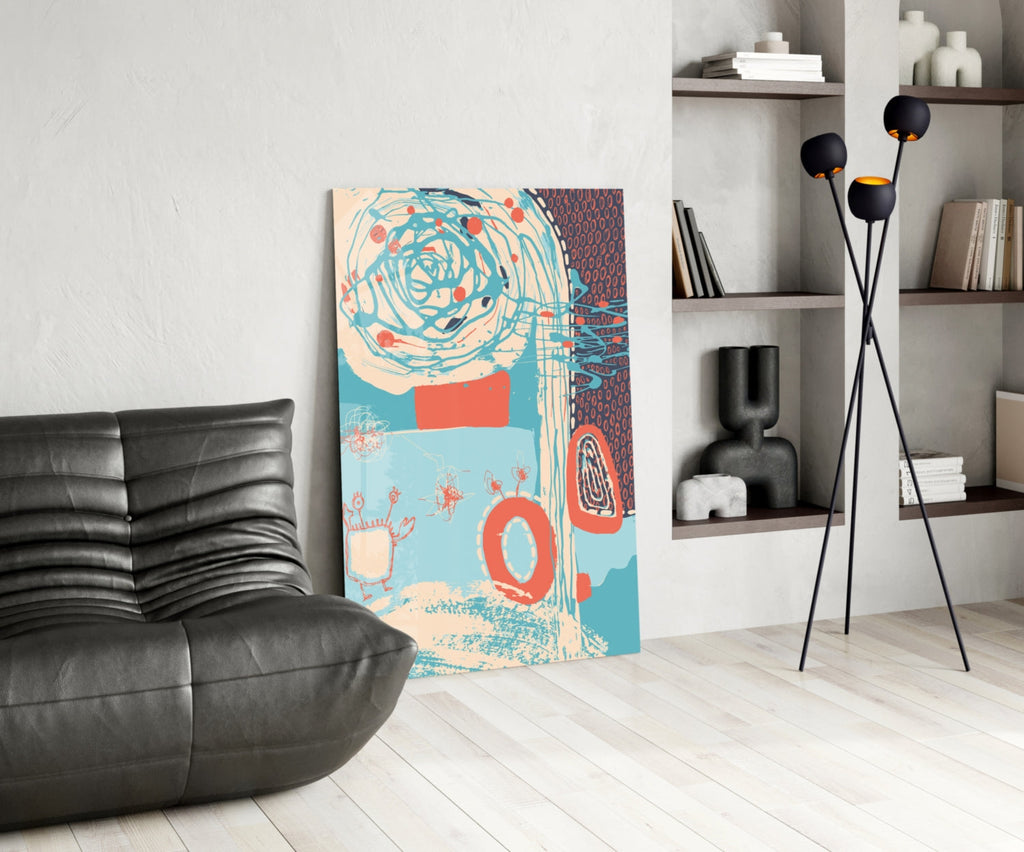 Abstract Colors Glass Wall Art.