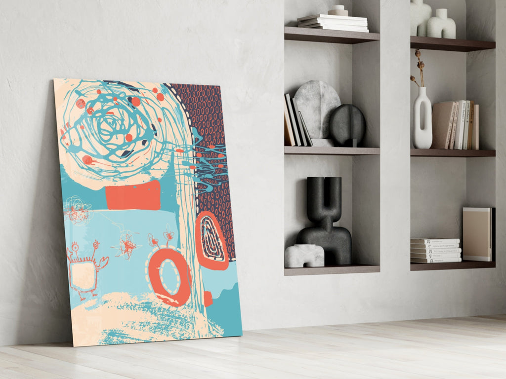 Abstract Colors Glass Wall Art.