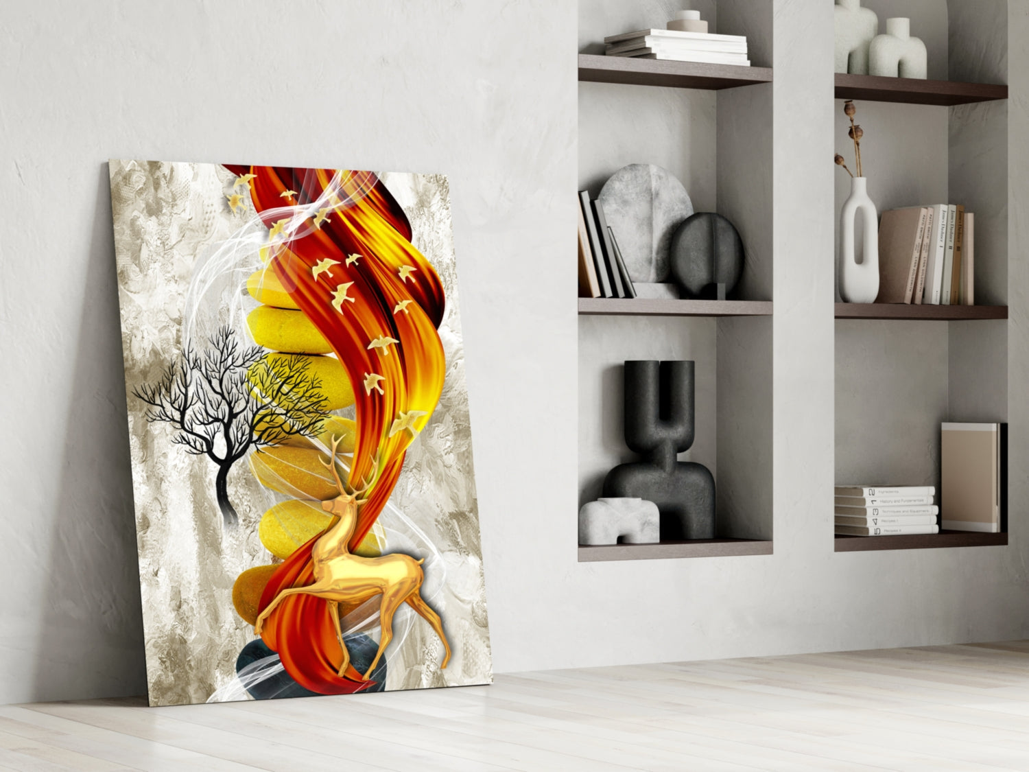 Abstract Deer Glass Wall Art.