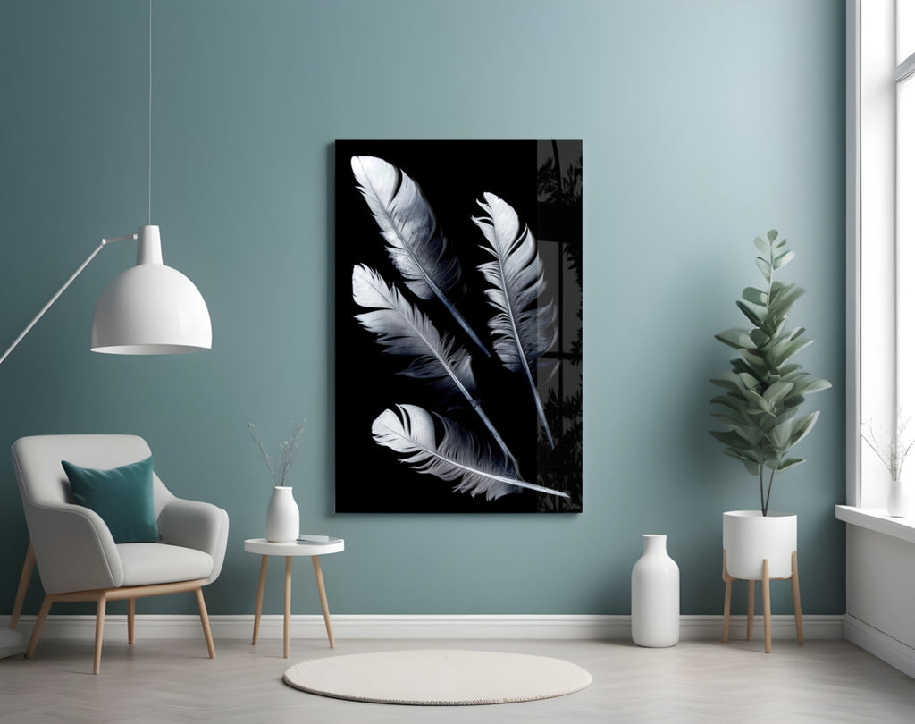 Feather Glass Wall Art-3