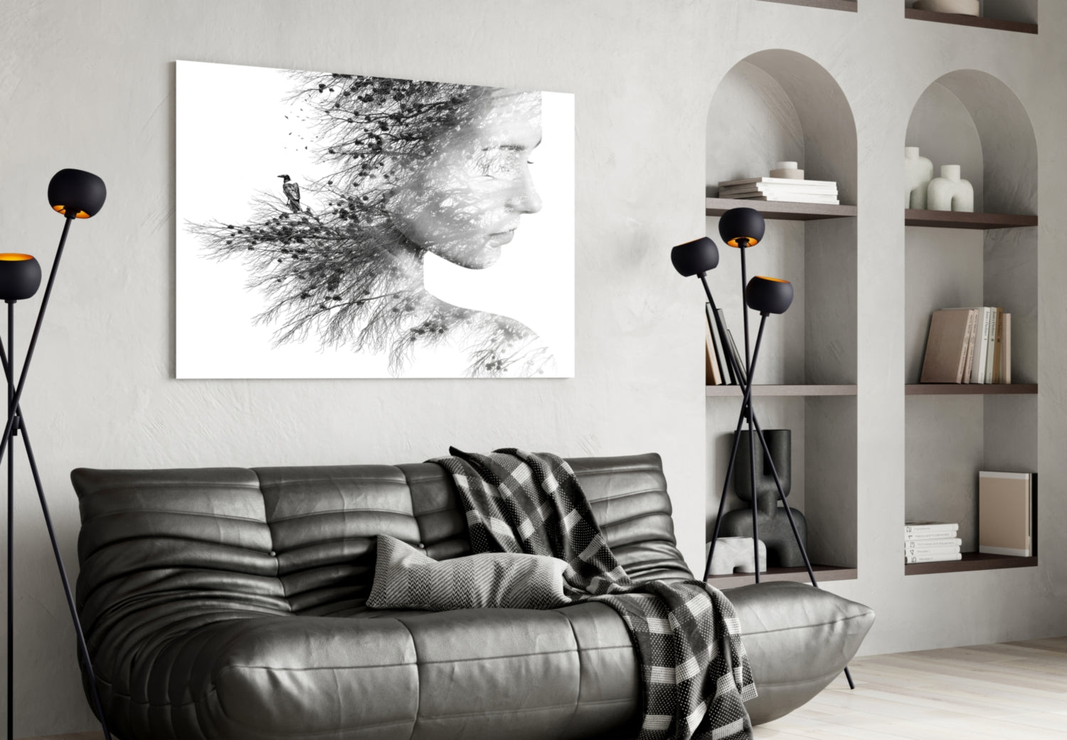 Woman Bird Glass Wall Art-3