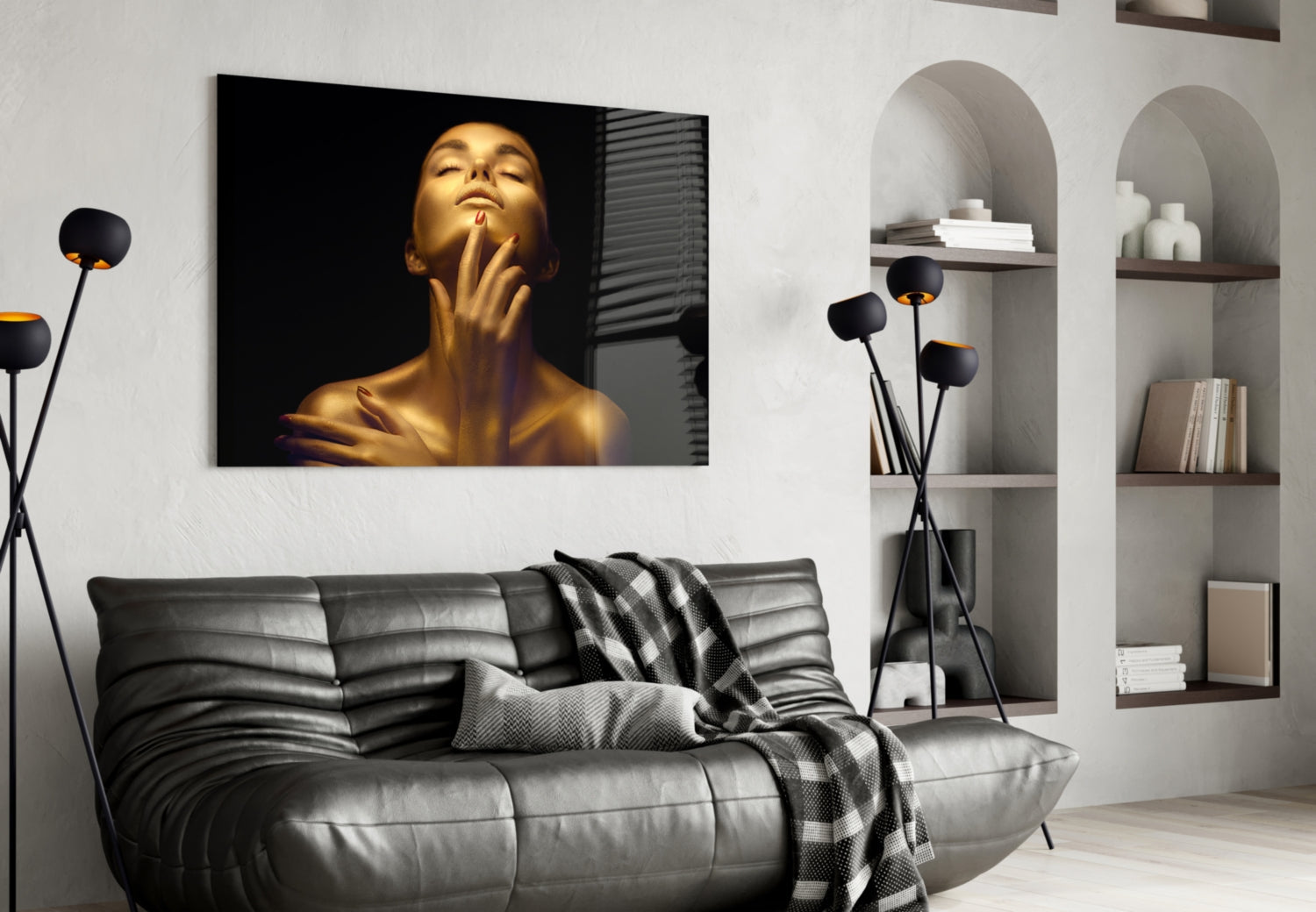 Gold Woman Glass Wall Art-3