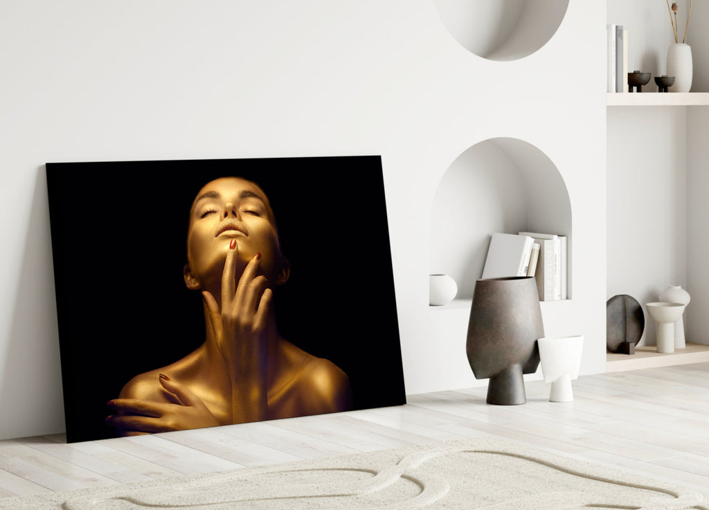 Gold Woman Glass Wall Art-2
