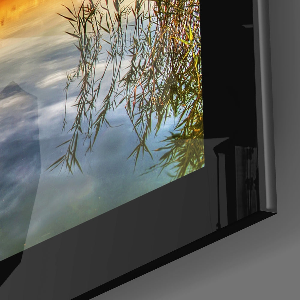 Sunset at Pier Glass Wall Art-2