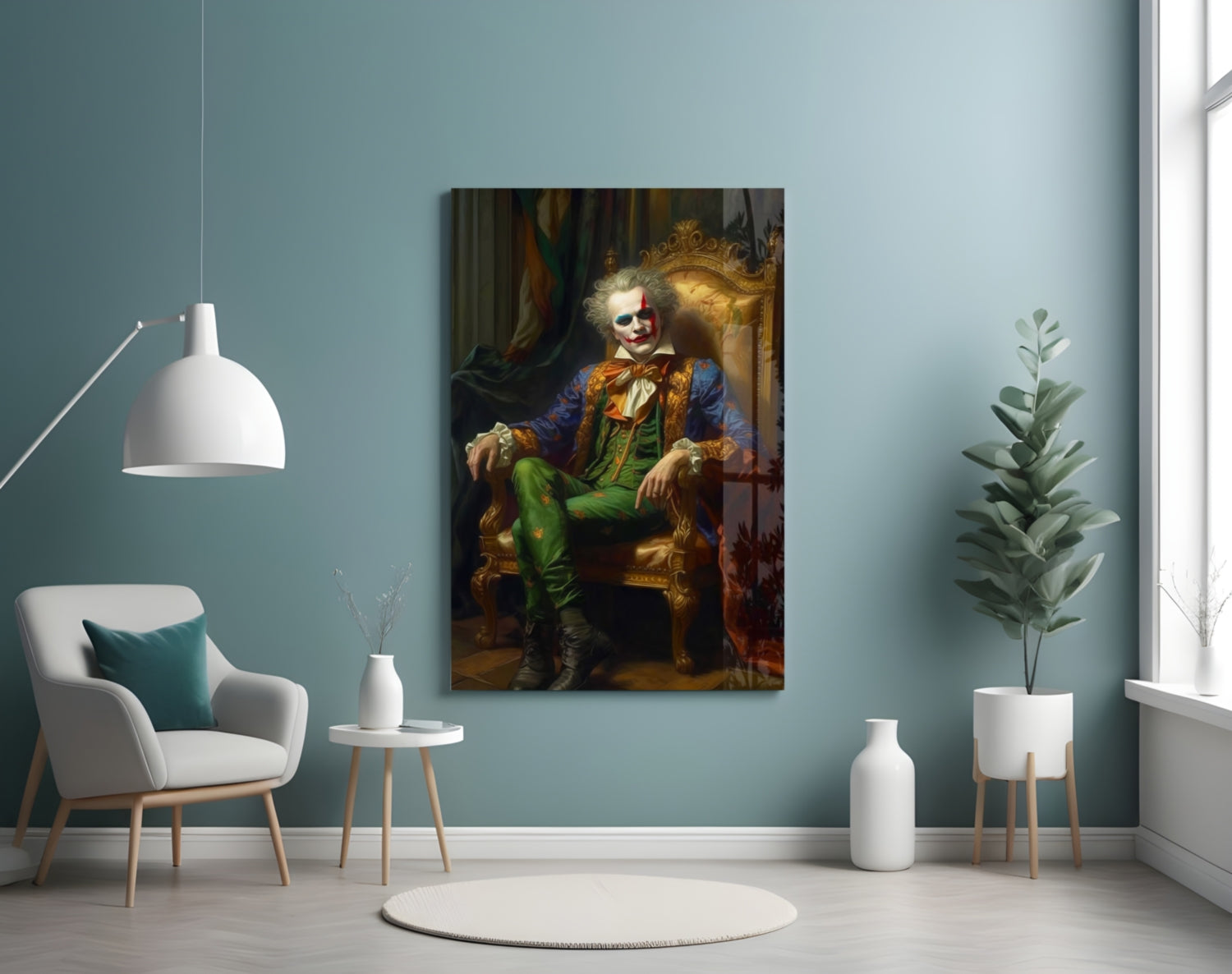 Clown and the Throne Glass Wall Art || Designer's Collection-3