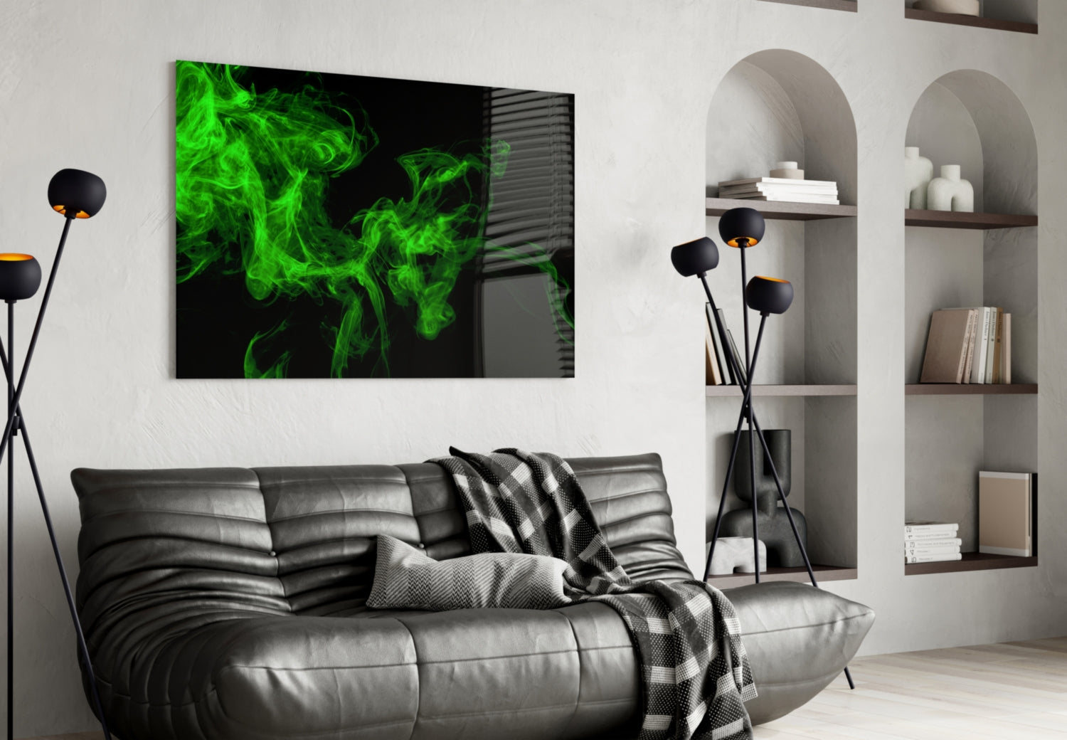 Green Smoke Glass Wall Art-3