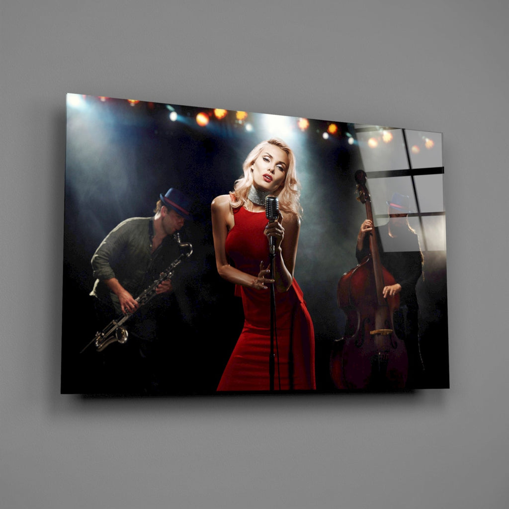 Female Musician Glass Wall Art-1