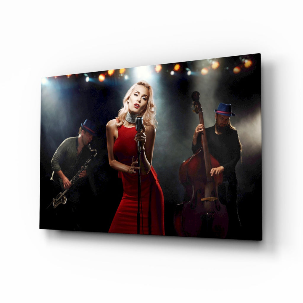 Female Musician Glass Wall Art-0
