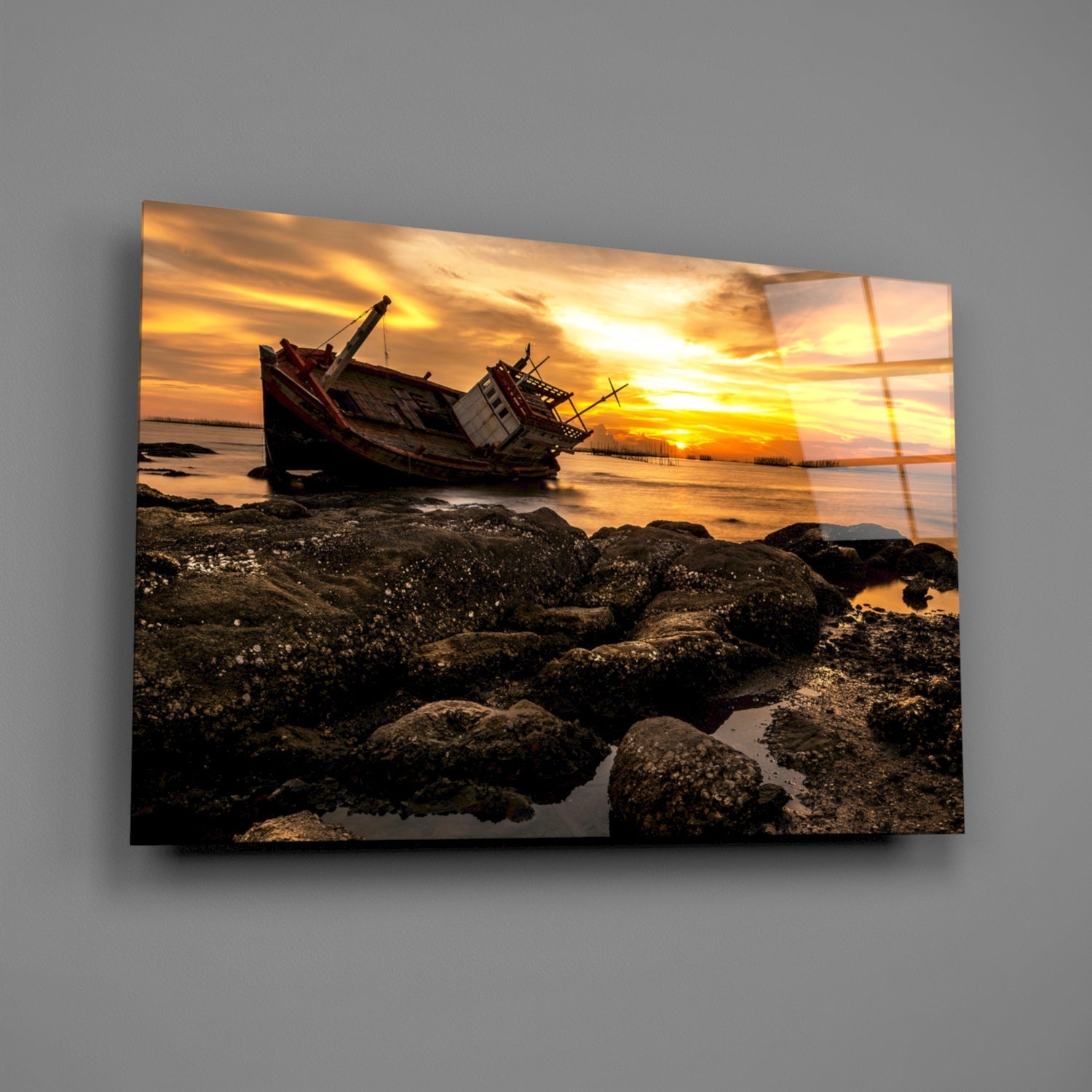 Ship Wreck Glass Wall Art-1