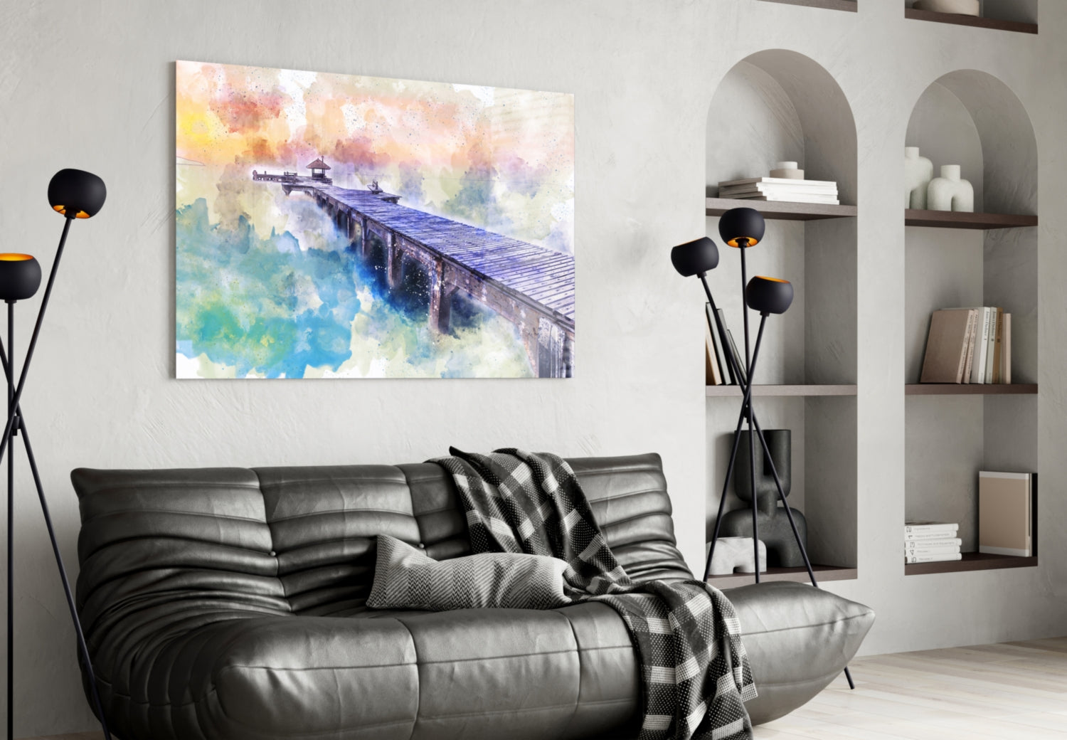 Illustration Dock Glass Wall Art-3