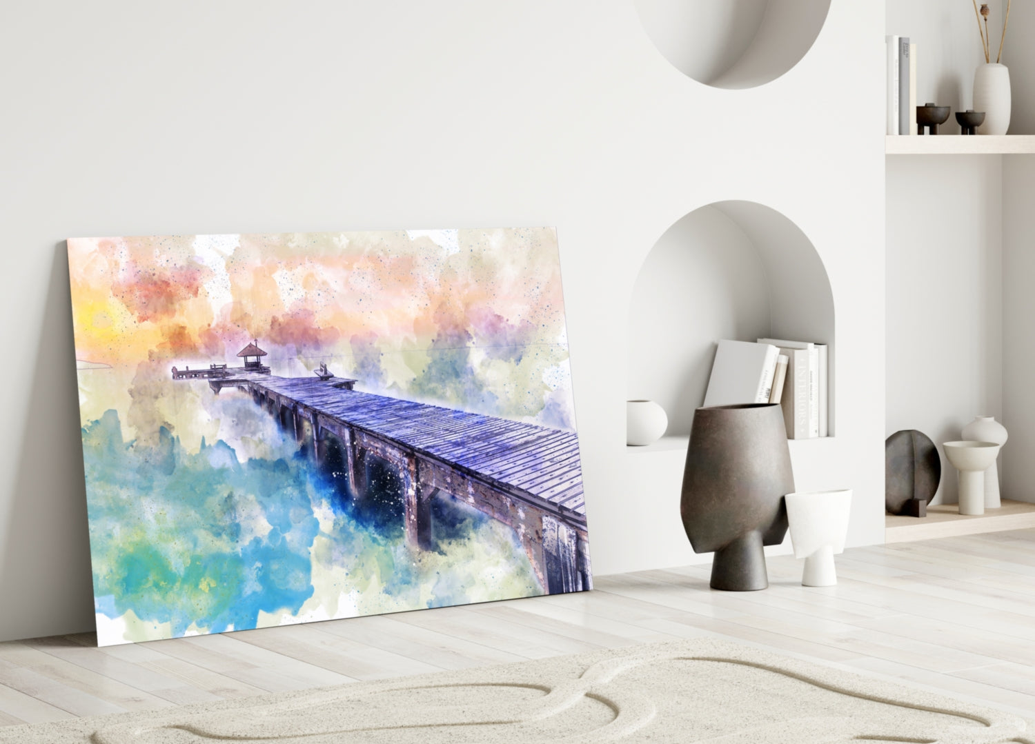 Illustration Dock Glass Wall Art-2