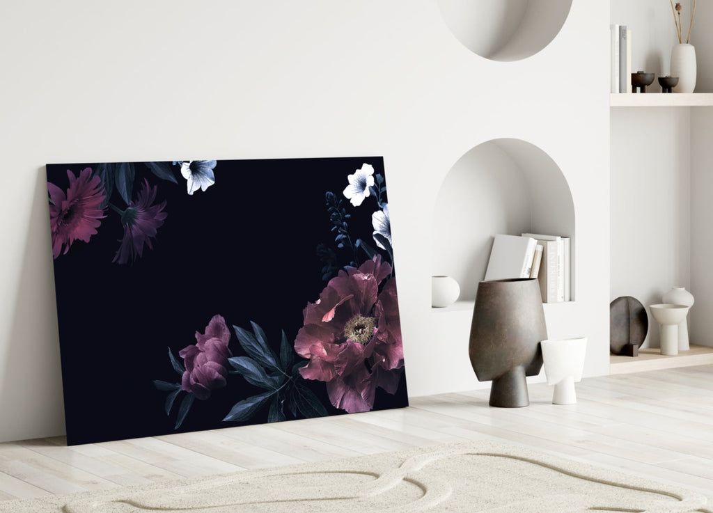 Floral Pattern Glass Wall Art-2