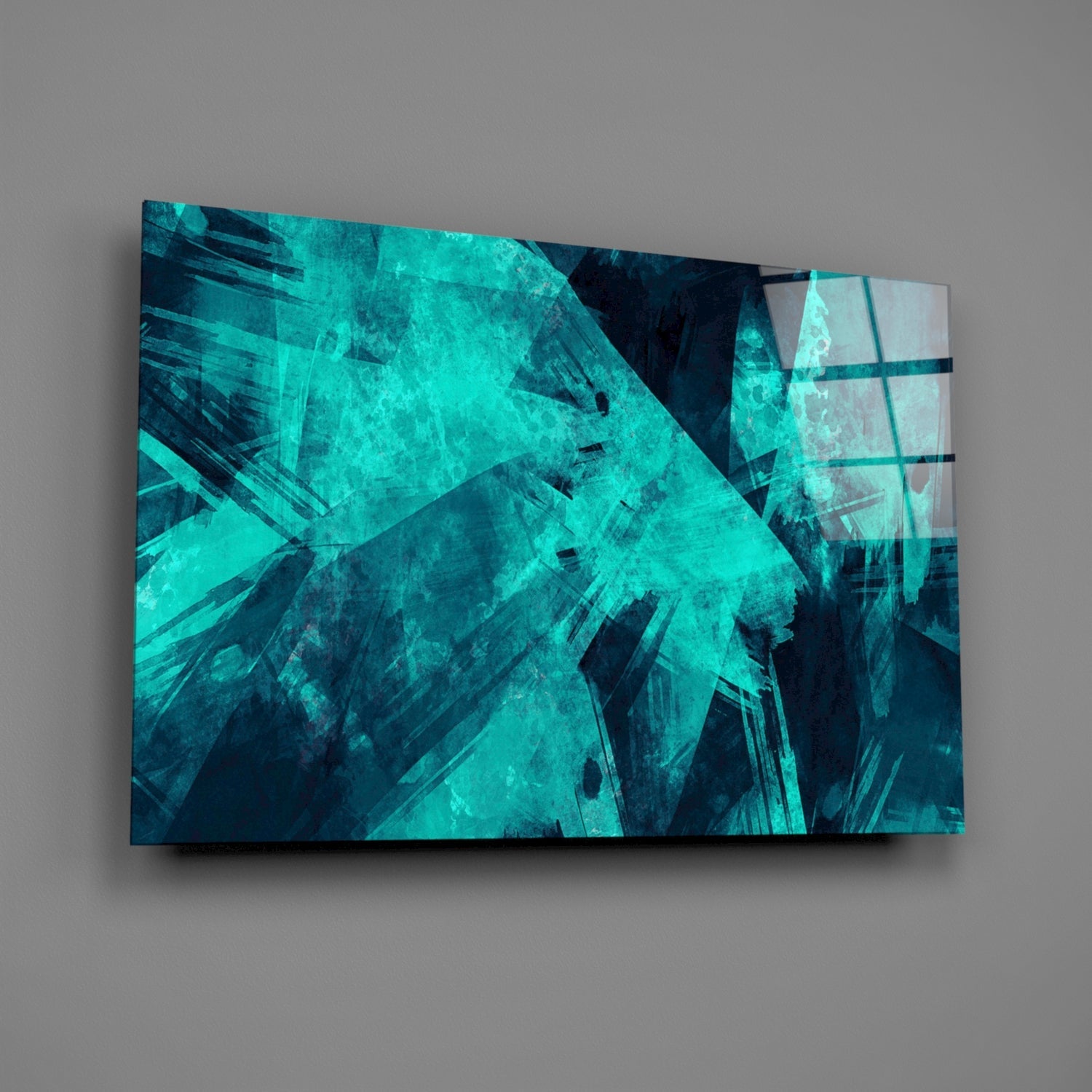 Green Abstract Pattern Glass Wall Art-1