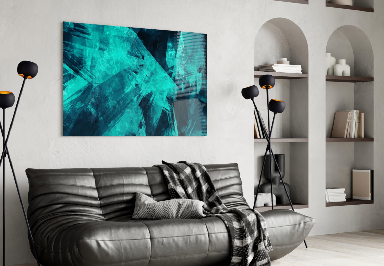 Green Abstract Pattern Glass Wall Art-3